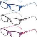 Kerecsen Reading Glasses 5 Pairs Fashion Ladies Readers Spring Hinge with Pattern Print Eyeglasses for Women (Multicolor, 0.75, x)