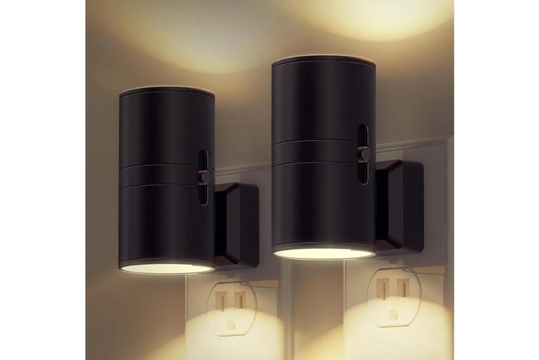 LOHAS LED Night Light Plug in, Modern Night Lights Plug into Wall, Dusk to Dawn Sensor, Soft White 3000K, 0-100LM Adjustable Brightness, Dimmable Night Lights for Hallway Bedroom Stairway, 2 Pack