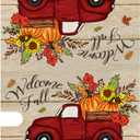 Texupday Welcome Fall Red Truck Sunflower Pumpkin Harvest Mailbox Cover with Magnetic Strip Autumn Thanksgiving Mailbox Wraps Post Letter Box Cover Standard Size 21" X 18" Garden Outdoor Yard Decor