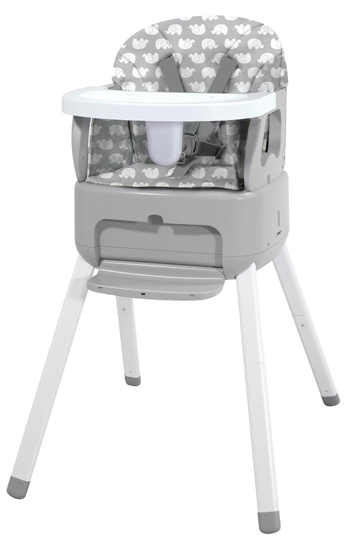 4 in 1 Portable Baby Highchair Convertible Highchair for Babies and Toddlers - Foldable Carry Small Box, High Chair, Infant Booster Seat, Dining Chair, Easy to Carry and Store (Grey)