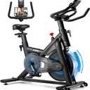 Exercise Bike for Home  350LB Magnetic Resistance Indoor Cycling Bike, Silent Stationary Spin Bike with App Sync, Adjustable Seat, LCD Monitor, Smooth & Quiet for Cardio Workout