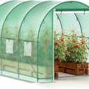 Greenhouse, 10x7x7 Walk-in Greenhouse Heavy Duty Tunnel Green House with 6 Ventilated Mesh Windows & Zippered Roll-up Door, Large Plant Garden Hot House Outdoor with Reinforced Frame