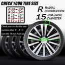 Hubcap Wheel Cover Replacement R15 Hub Caps Universal Wheel Rim Cover ABS Material Exterior Accessories Snap On Car Truck SUV -Set of 4 (15-Inch, Silver-Black)