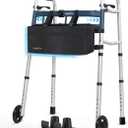 Agrish Narrow Walkers with Storage Bag - FSA/HSA Eligible Width Height Adjustable Walker, Lightweight Folding Walkers for Seniors Handicapped & Disabled, Up to 350 lbs