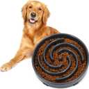 Slow Feeder Large Dog Bowl - Maze Puzzle Bowl for Medium to Large Dogs - Non Slip, Interactive, Bloat Stop, Healthy Feeding Dish - Gray