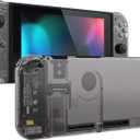 eXtremeRate DIY Replacement Shell Buttons for Nintendo Switch, Back Plate for Switch Console, Housing with Full Set Buttons for Joycon Handheld Controller - Clear Black [No Electronics Parts]