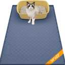 Silicone Large Cat Litter Mat 34" X 22", Cat Mat for Litter Box, Cats Litter Trapping Mat, Non-Slip and Waterproof, Raised Edges, Blue