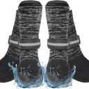 EXPAWLORER Anti Slip Dog Socks to Prevent Licking Paws, Shoes for Winter Snow, Boots & Paw Protectors with Grippers, Waterproof Booties for Hardwood Floors for Small Medium Large Senior Dogs Black L