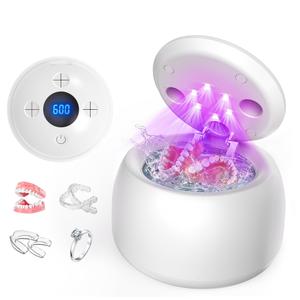 ARAER Ultrasonic retainer cleaner machine, 45kHz denture dome With UV Light,Dental Cleaning POD For Aligners, Mouth Guards, Night Guards, Toothbrush,Jewelry,200ML Capacity