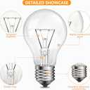 60 Watt Incandescent Light Bulbs, A19 60W Clear Incandescent Bulb E26 Medium Base Shatter Resistant Rough Service Light Bulb 2 Pack