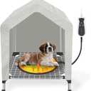 Heated Elevated Dog House for Small Dogs - with 9-Level Adjustable Heating Pad, Timer Function, Raised Off-Ground Design for Ventilation & Anti-Moisture, Keep Pets Warm in Winter Cold