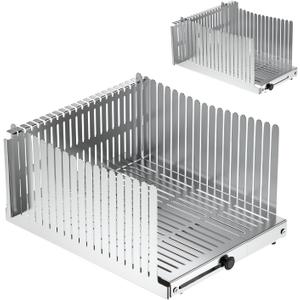 Stainless steel Bread Slicer for Homemade Bread, Bread Loaf Slicer,Bread Slicing Guide,Adjustable Width, Foldable Compact,for Bagels,Cakes,fruits,thickness 0.5",width Size: 5.5"-8.3" (Silver)
