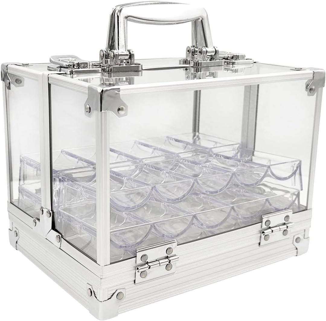 SEETOOOGAMES Acrylic Poker Chip Case - 600pcs Casino Chips Carrier with 6 Trays