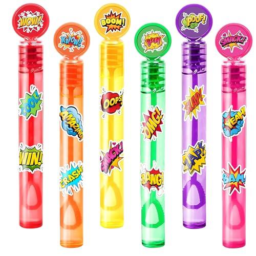 Hero Party Favors for Kids – 24PCS POW BAM ZAP Mini Bubble Wands, Great for Birthday Supplies, Piñata Fillers, Goodie Bags & Classroom Rewards