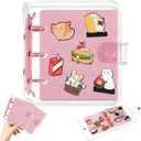 8 Pcs Mini Enamel Pin Display Book Gift Clear Collection Travel Trading Binder Holder Badge Book Storage Organizer up to 36 1-inch Enamel Pins for Travel Collectors (Pink,4.61x3.94 in)