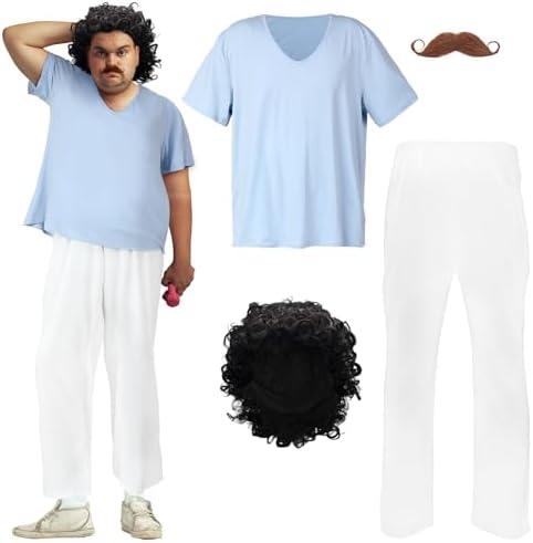 Mepase Halloween Nacho Libre Leisure Costume for Men Casual Luchador Incognito Wrestler Halloween Outfit Accessories M