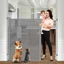 48 Inch Tall Cat Gate for Doorway, Extends to 55" Wide - Retractable Dog Gate - Gray