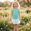 Ritatte Easter Shirt for Girls Toddlers Cute Bunny Eating Peeps Graphic Outfit Kids Funny Rabbit T-Shirt Short Sleeve Tee Top