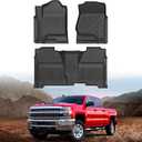 Floor Mats for 2014-2018 Chevy Silverado/Sierra 1500, 2015-2019 Silverado/Sierra 2500HD/3500HD Crew Cab, All Weather Floor Liners for Silverado Accessories, Heavy Duty TPE Car Mats