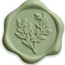 UNIQOOO Wax Seal Stickers - Eucalyptus Wedding Invitation Envelope Seal Stickers, 50 Pcs Self- Adhesive Sage Green Stickers, Perfect for Invitation, Christmas, Gift Wrapping