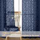 Gwine Navy Blue Curtains 84 Inches Long 2 Panels Set, Light Filtering Soft Lightweight Sheer Curtains, Leaf Clip Jacquard Textured Curtain for Bedroom Living Room, 42Wx84L Inches, 2PCS