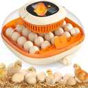 [2024 Upgrade] 25 Egg Incubator, Automatic Egg Turner with Thermometer Seat and Humidity Control, Egg Candler, 360 View with Clear Window, Incubators for Hatching Chicks (Sunlit Orange)