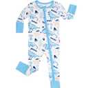 EASWEET Bamboo Viscose Baby Footless Zipper Pajamas Sleepers,Dino,0-3M (White)