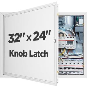Zonon White Crawl Space Access Door Universal Aluminum Skirting Access Door Panel for Mobile Home Insulated Ceiling Mounted for Drywall Plumbing Electrical Basement (24x32 Inch,Knob Latch)