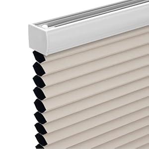 Changshade Cordless Cellular Shades, Blackout Honeycomb Shades for Windows, Pull Down Pleated Blinds, Easy to Install for Indoor Windows and French Doors, 36" W x 48" H, Beige