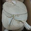 BBTO 100 Pieces Woven Bamboo Fans Handmade Hand Weaving Handheld Natural Raffia Hand Fans Bulk for Indoor Outdoor Summer Cooling Supplies Farmhouse Wall Decor Wedding Party Favors