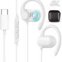 Open Ear USB C Headphones for Samsung S26 Ultra S25 FE S23 A17 A36,Over Ear Buds Type C Earphones Wired with Adjustable Ear Hooks for iPhone 17 Pro Max 17e 16e 16 Plus 15,USB-C Headset for iPad A16 10 (White)