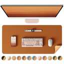 YSAGi Double-Sided Desk Pad, 23.6"x13.7" Leather Desk Mat, Eco Cork Desk Pad Protector, Large Mouse Pad for Desk, Waterproof Desk Blotter Pad, Desk Writing Pad for Office Work/Home(Brown/Cork)
