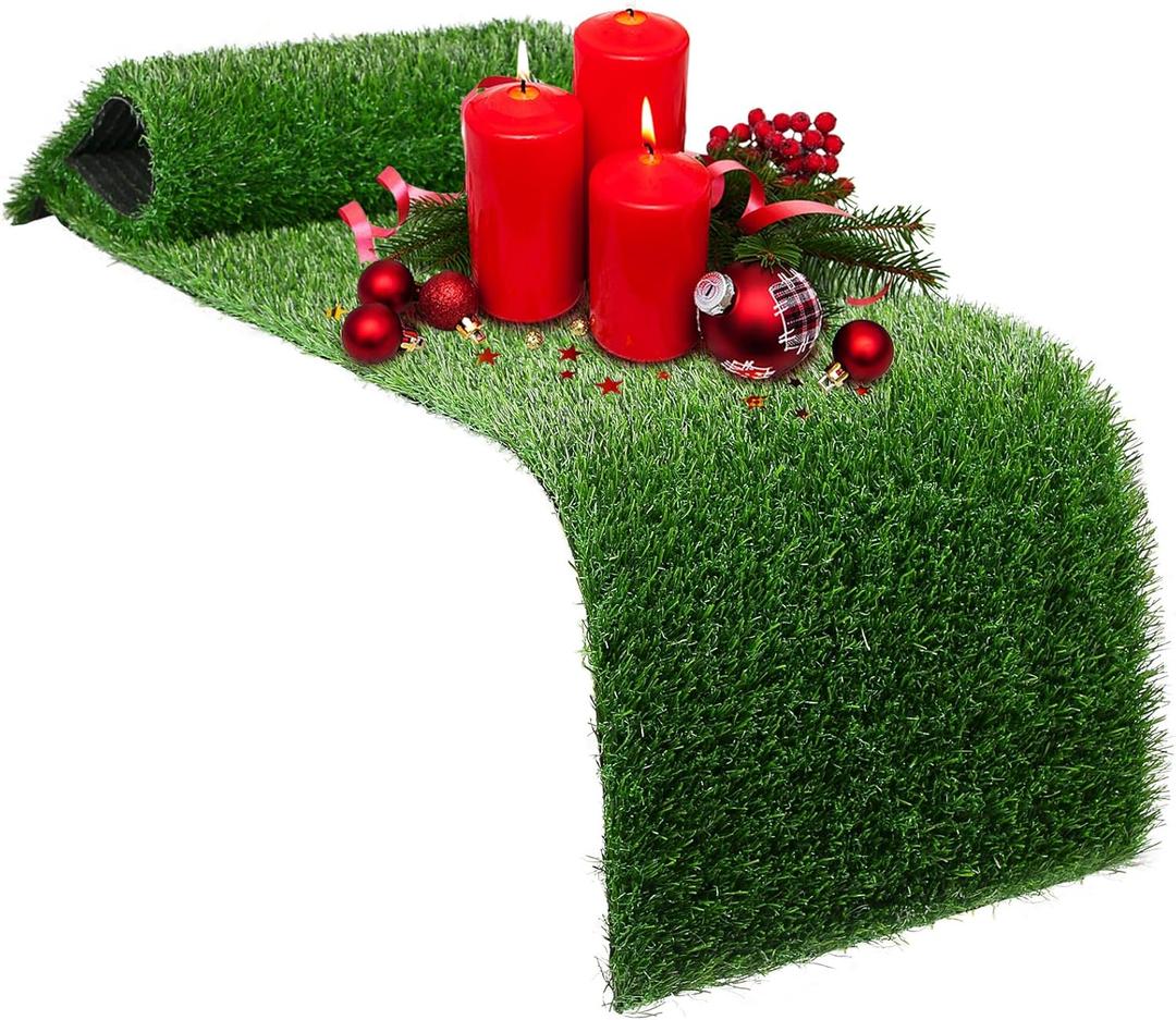 XLX TURF Artificial Grass Runner for Christmas Table Decor 12 X 108 Inch - Green Faux Turf Golf Theme Party, Birthday, Wedding