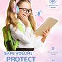 iClever Cat Ear Kids Bluetooth Headphones, LED Lights Up, 74/85dBA Safe Volume Limited, 50H Playtime,Bluetooth 5.2, USB C, Kids Headphones Wireless for Travel iPad Tablet, Meow Macaron Pink