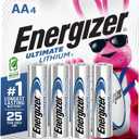 Energizer Ultimate Lithium AA Batteries (4 Pack), 1.5V Lithium Double A Batteries