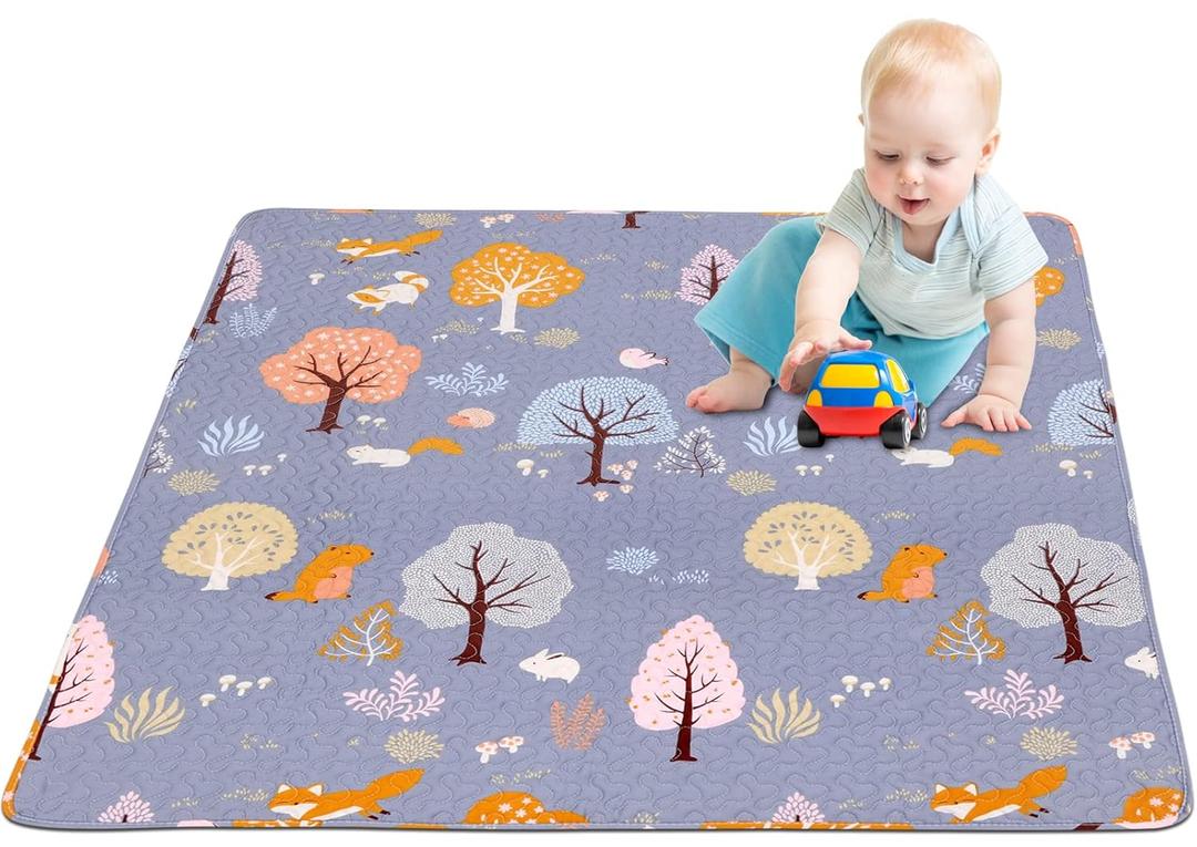 Washable Baby Play Mat Portable Playmat for Babies 63x43, Foldable Toddler Playpen Non-Slip Baby Tummy Time Mat, Soft Floor Play Mats for Infants Extra Large Crawling