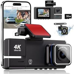 4K UHD Dash Cam Front and Rear, Car Camera with Night Vision