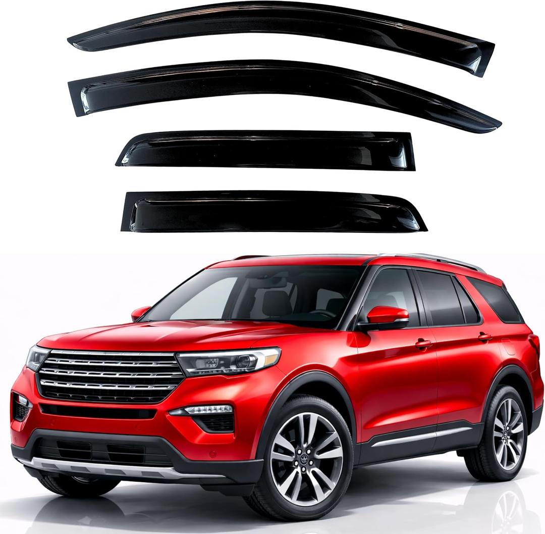 KPY Rain Guards Fit for 2020-2026 Ford Explorer, Out-Channel Window Visors Vent Wind Deflectors 4PC, Car Accessories for 20-26 Explorer