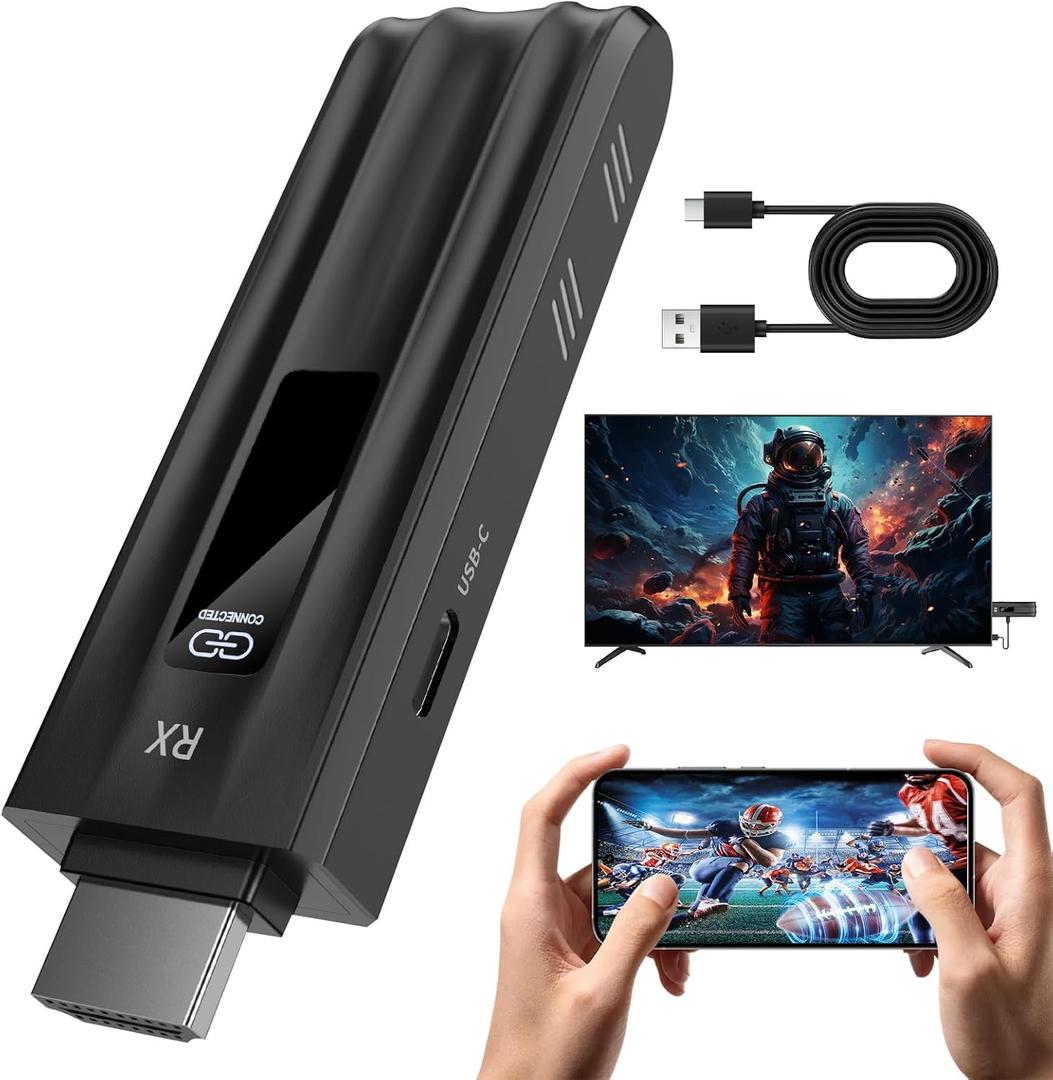 Beyn 2026 Wireless HDMI Display Dongle Adapter,4K Output,Streaming Media Video/Audio/File HDMI Wireless Extender from Smartphone,Tablet,Laptop to HDTV/Monitor/Projector,Support Airplay DLNA Miracast