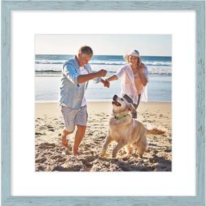 decorUhome 16x16 Picture Frame Fits 12x12 Photos with Mat, Rustic Blue