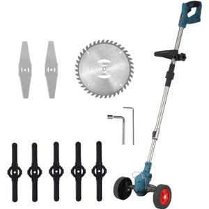 Cordless Weed Wacker Compatible with Makita 18V Battery,6-inch Electric Grass Trimmer with 3 Types Blades,Battery Powered Weed Eater for Garden Yard and Lawn Care (Navy blue)