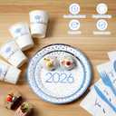 700pcs Class of 2026 Graduation Plates and Napkins Set, Disposable Paper Plate Set Polka Dots Napkins Cups Knife Fork Spoon for Graduation Party Decorations and Supplies,Serve 100(White LightBlue)