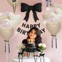 2 x Pink and Cream Heart Balloons Decorations, 10pcs Pink Cream Shape Heart Balloon with Black Bow Decoration for Birthday Bridal Shower Anniversary Gilrs Night Party Decorations