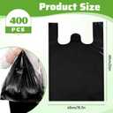 SHENLIU 400 Count Black Plastic Bags with Handles, 24" X 15.7" Large T Shirts Grocery Shopping Bags 35 Mic Thick and Heavy Duty for Home Stores Supermarkets Grocery Stores And Other Small Businesses