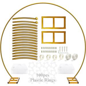 LANGXUN 9ft Large Size Metal Circle Balloon Arch Stand Decoration, Indoor Outdoor Arch Frame for Birthday Wedding Graduation Decorations and Event Party Supplies, Baby Shower Photo Background