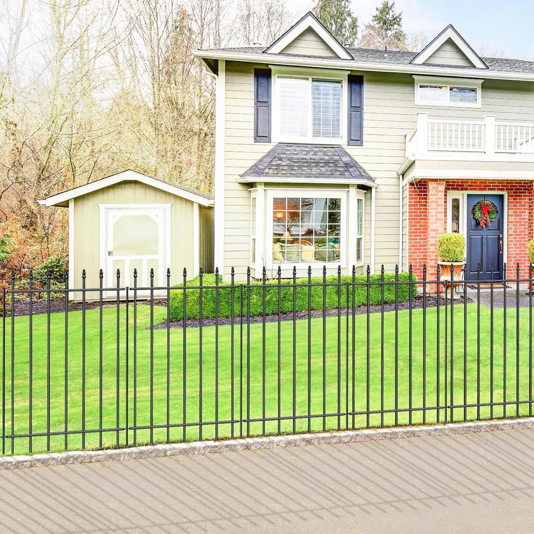 FOREHOGAR Metal Garden Fence 36 in H x 10 ft L,Border Fence Panels Animal Barrier for Dogs, No Dig Garden Fencing for Yard Patio Flower Bed Lawn Outdoor,5 Panels + 6 Stakes Black