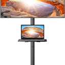 Perlegear Rolling TV Stand for 23-60 Inch LED Flat Screen/Curved TVs up to 88lbs,Mobile TV Stand Wheels with Height Adjustable Portable Rolling TV Cart Max VESA 400x400mm PGTVMC06