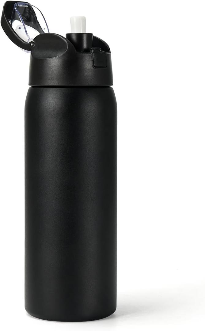 MEBRUDY 32 oz Insulated Water bottle with Straw, Stainless Steel Water bottles With Leak Proof Locking, Keep Cold 24 hours and BPA-Free for Sports, Travel, Gym and School, Black