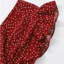 WDIRARA Women's Bow Tie Polka Dots Blouse Ruffle Cap Sleeve Wrap V Neck Crop Tops (XS)