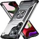 AYSZNBLA for Samsung Galaxy S22 Ultra Case with Ring Holder Stand Heavy Duty Military Grade Shockproof Hybrid Rugged Drop Protective Cover for Samsung Galaxy S22 Ultra 6.8 Inch, Silver 6.14, Set of 2